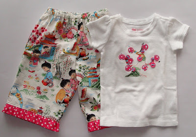 Applique Cherry Tree Shirt and Ruffle Pants via lilblueboo.com