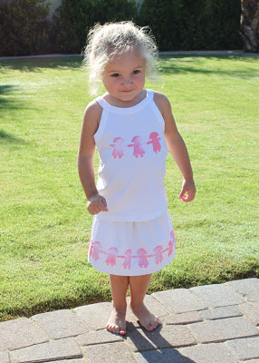 Block Printed Toddler Skirt tutorial finished via lilblueboo.com