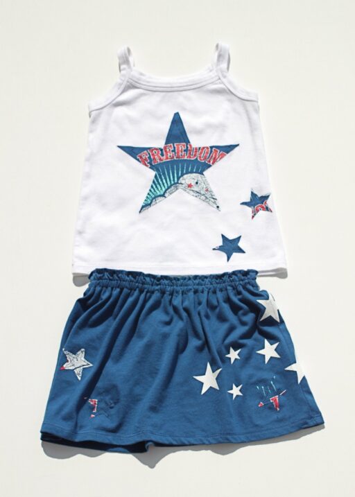 Make A Skirt from a T-Shirt - 4th of July T-shirt Toddler Skirt