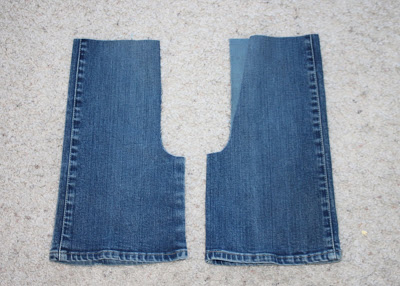 Sewing on Vacation denim gauchos before via lilblueboo.com