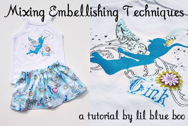Techniques (Tinkerbell Embellished Shirt and Skirt) via lilblueboo.com