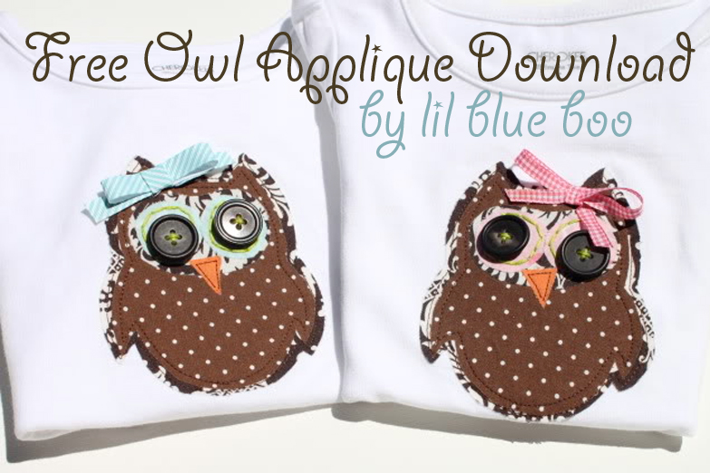 Free owl applique download via lilblueboo.com