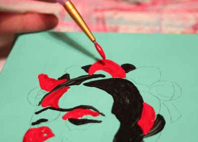 How to make a distressed folk art-style painting. DIY tutorial step 5 via lilblueboo.com