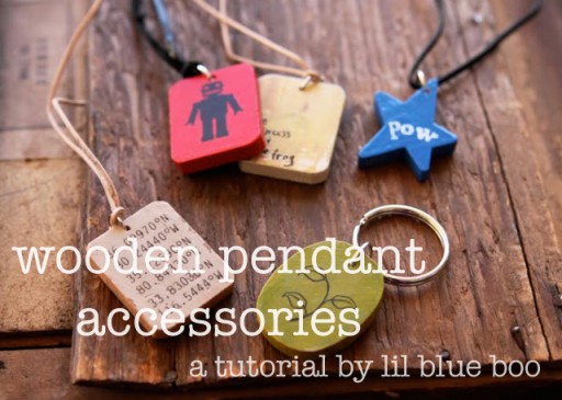 Wooden Pendant Necklaces (and Keychain) Tutorial via lilblueboo.com