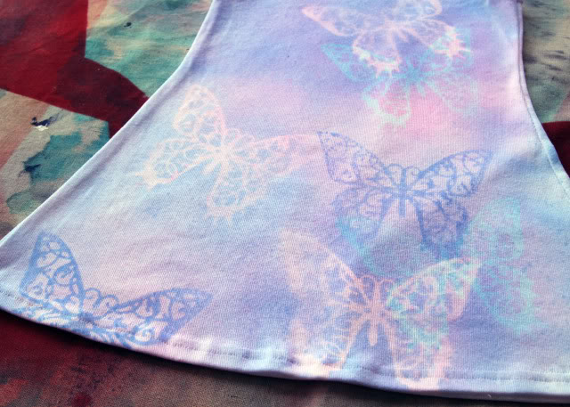 Reverse Stenciled Butterfly Dress tutorial diy via lilblueboo.com