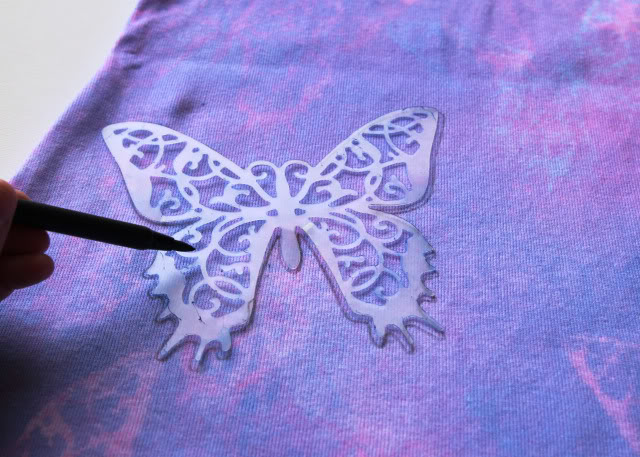 Reverse Stenciled Butterfly Dress tutorial diy via lilblueboo.com