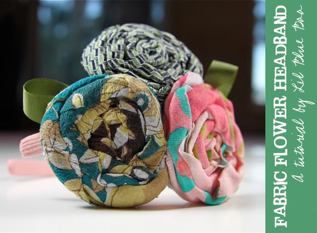 No-Sew Fabric Flower Headband Tutorial via lilblueboo.com