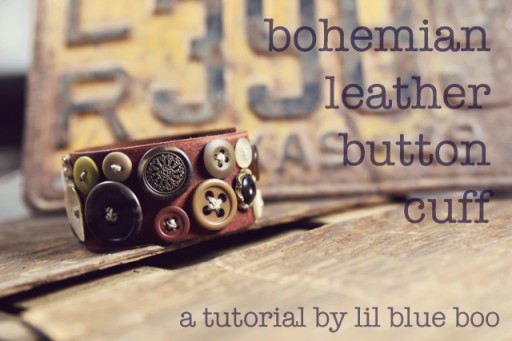 Bohemian Leather Button Cuff DIY Tutorial via lilblueboo.com