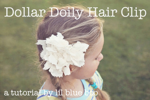 Make a vintage inspired hair clip using a dollar doily. DIY Tutorial via lilblueboo.com