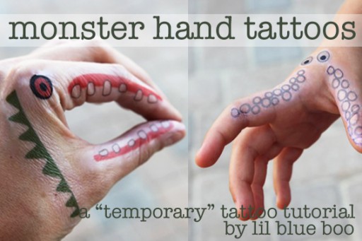 Monster Hand Tattoos DIY Tutorial via lilblueboo.com