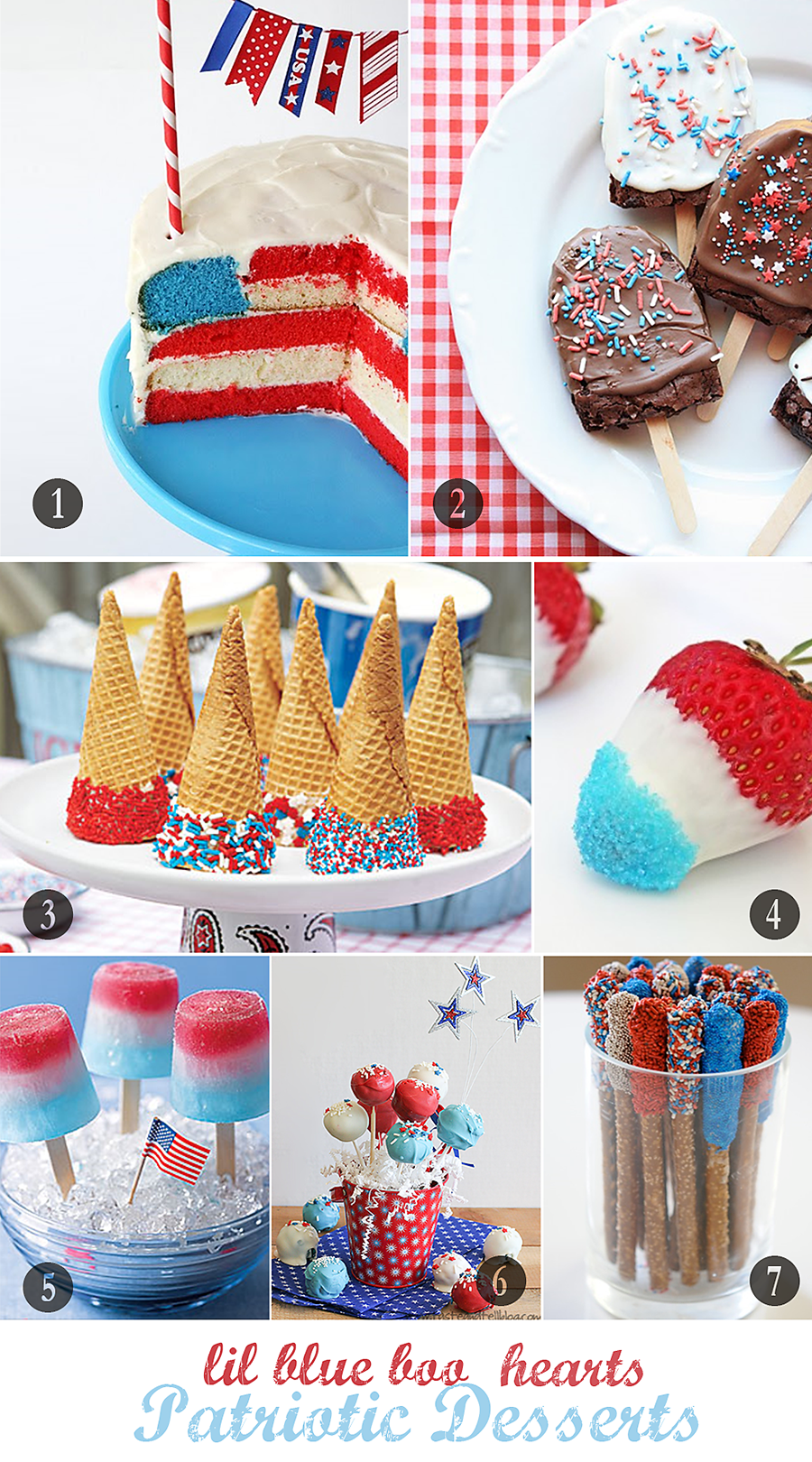Patriotic dessert ideas and recipes (4th of July) via lilblueboo.com