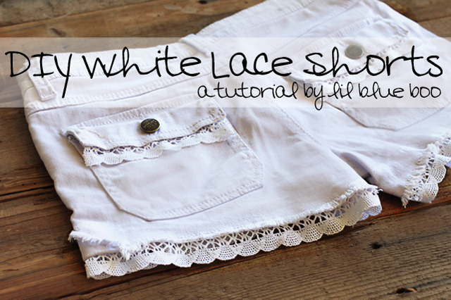 How to add lace to shorts DIY Tutorial via lilblueboo.com