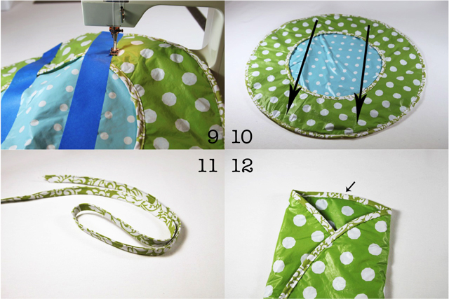 How to make a round diaper changer from a vinyl tablecloth (plus free pattern downloade) via lilblueboo.com
