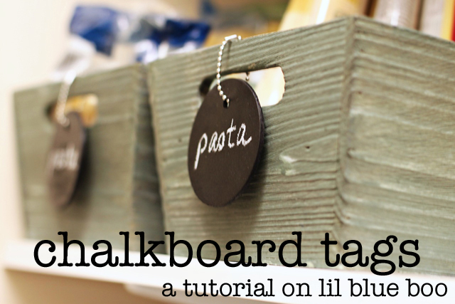 Chalkboard Tags for Organizing Pantry via lilblueboo.com