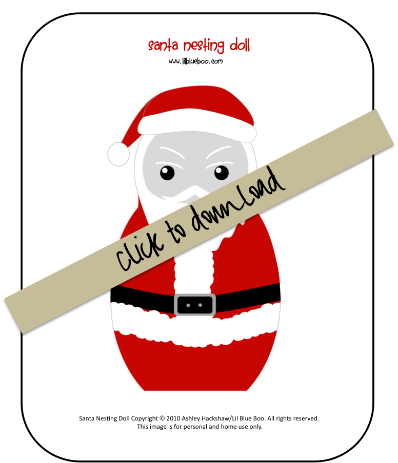 free download graphic - Santa Nesting Doll - Santa Matryoshka Doll - Christmas Printable 