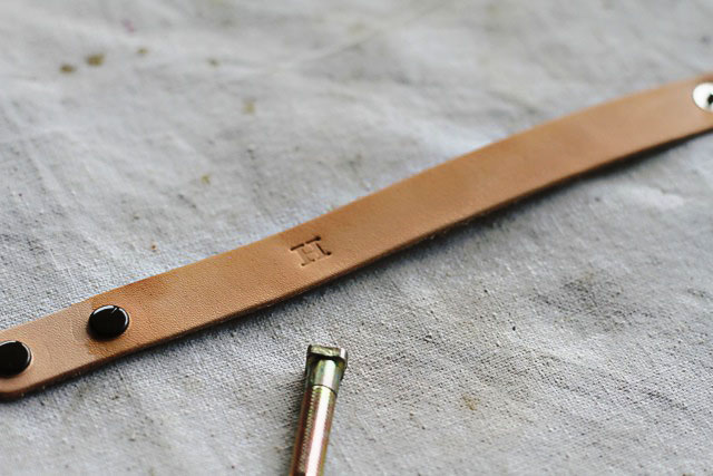 Stamped Leather Bracelets - H - DIY Tutorial via lilblueboo.com