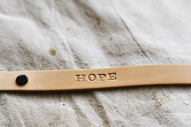 Stamped Leather Bracelets - HOPE - DIY Tutorial via lilblueboo.com