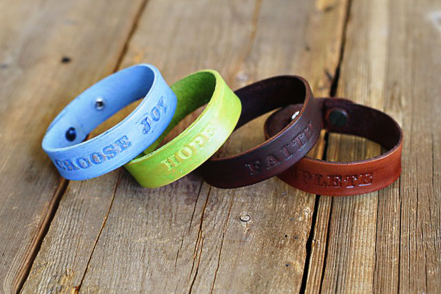 Stamped online leather bracelet