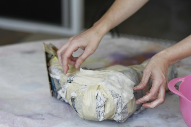 DIY paper mache animal heads tutorial and process via lilblueboo.com 