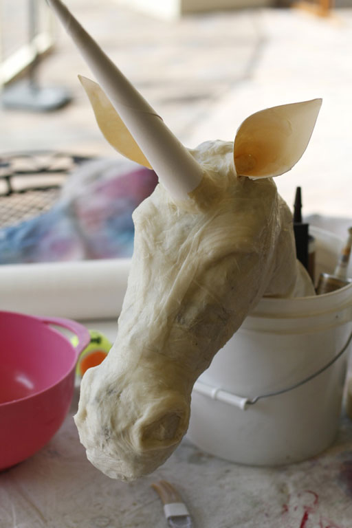 DIY paper mache animal heads tutorial and process via lilblueboo.com 