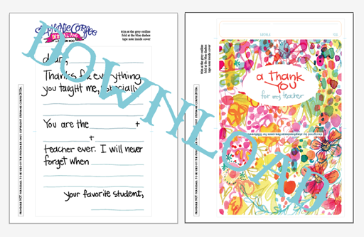 Free Printable Thank you Card Download for Teacher via lilblueboo.com