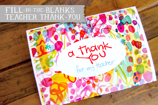 Fill-in-the-blank Thank you Card for Teacher free printable via lilblueboo.com