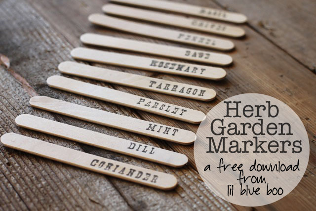 Herb Garden Markers tutorial DIY (Free Download) via lilblueboo.com