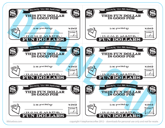 Fun Dollar Coupons Free Printable / Download via lilblueboo.com 