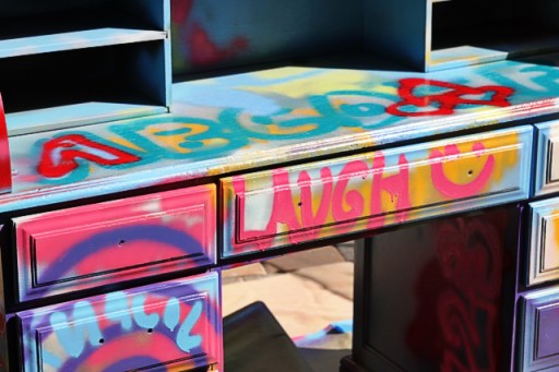 Spraypaint graffiti furniture tutorial process3 via lilblueboo.com