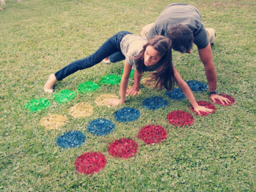 Outdoor and indoor games for kids DIY stencil Twister tutorial via lilblueboo.com
