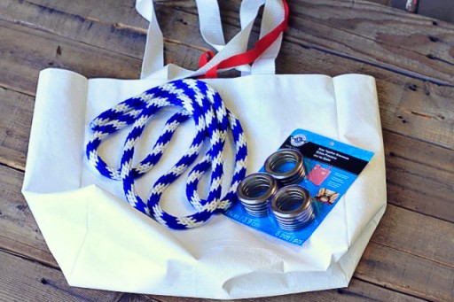 Nautical Inspired Altered Tote DIY Tutorial via lilblueboo.com