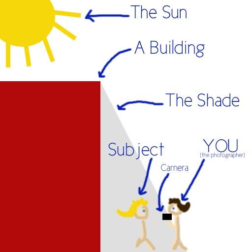 Diagram - Photographing in Open Shade by Gayle Vehar via lilblueboo.com