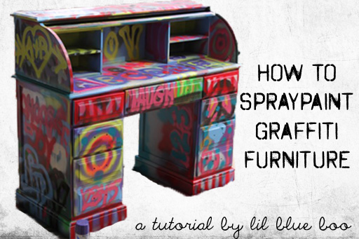 Spraypaint graffiti furniture tutorial via lilblueboo.com