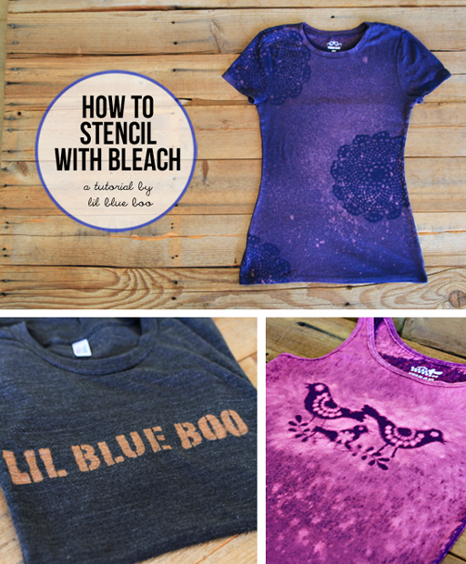 How to Stencil with Bleach via lilblueboo.com