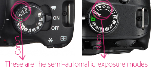 All About Photography Exposure Modes (Nikon and Canon Semi-Automatic Exposure Modes) by Gayle Vehar for lilblueboo.com