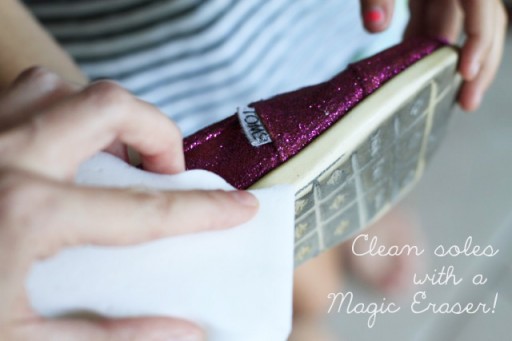 Revamp TOMS soles with Magic Eraser via lilblueboo.com #toms