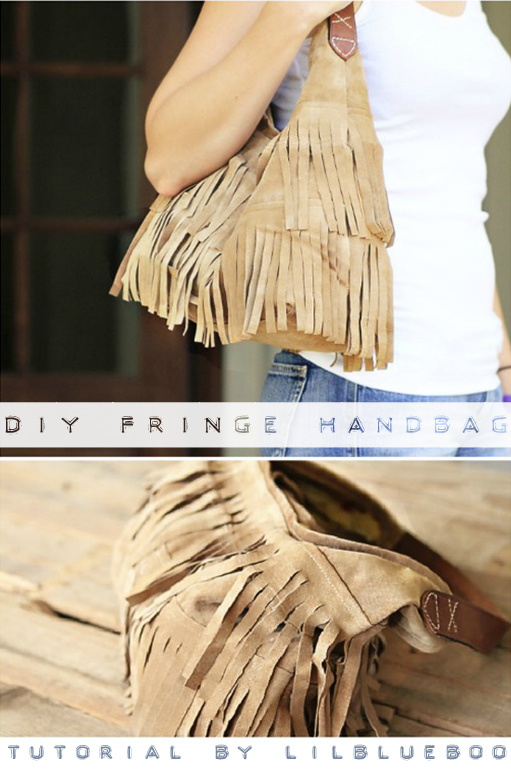 DIY Upcycled Suede Fringe Handbag Tutorial and Template via lilblueboo.com