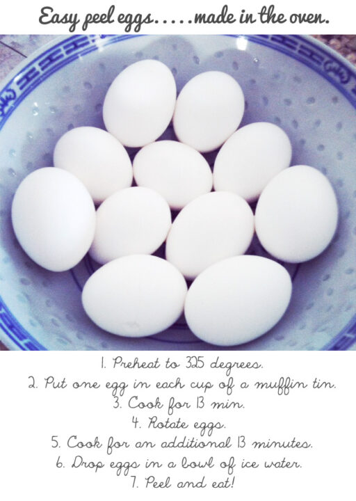 How to make easy peel eggs in the oven via lilblueboo.com