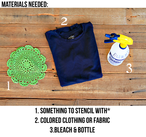 How to Stencil with Bleach (materials) via lilblueboo.com