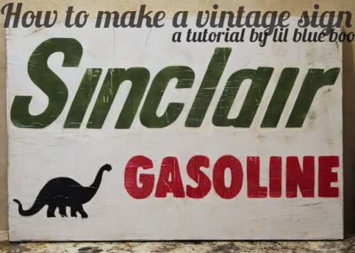 Make a Vintage Sign Using Canvas via lilblueboo.com