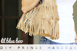 diy suede fringe handbag via lilblueboo.com