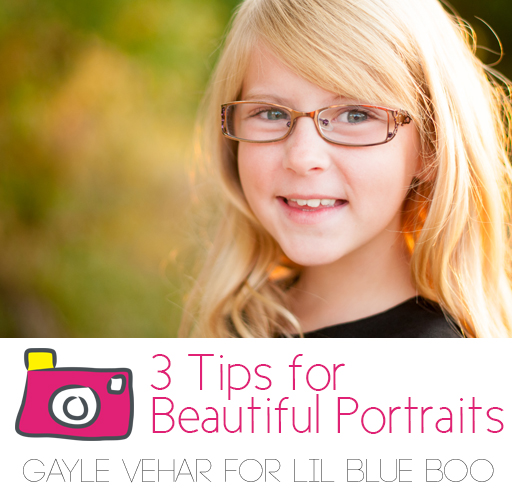 Tips for taking beautiful portrait photography #photography by Gayle Vehar for lilblueboo.comPhotographing Beautiful Portraits