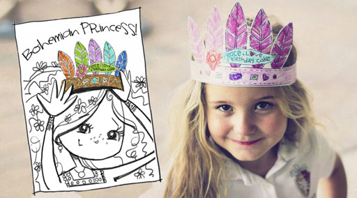 Princess Paper Crown Coloring Printable Kids Craft Princess Birthday Party  Printable Favor Princess Costume DIY Printable Instant Download 