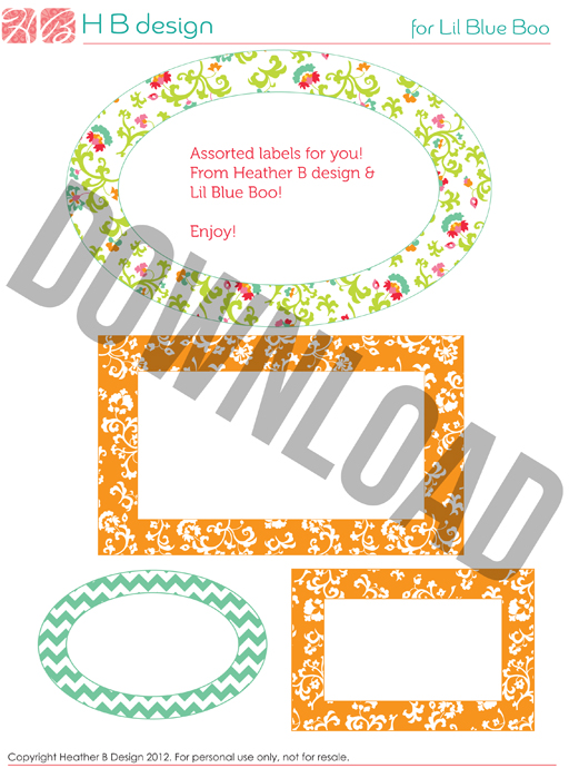 Free assorted printable labels made to match home management binder (bright set) by Heather B Design via lilblueboo.com