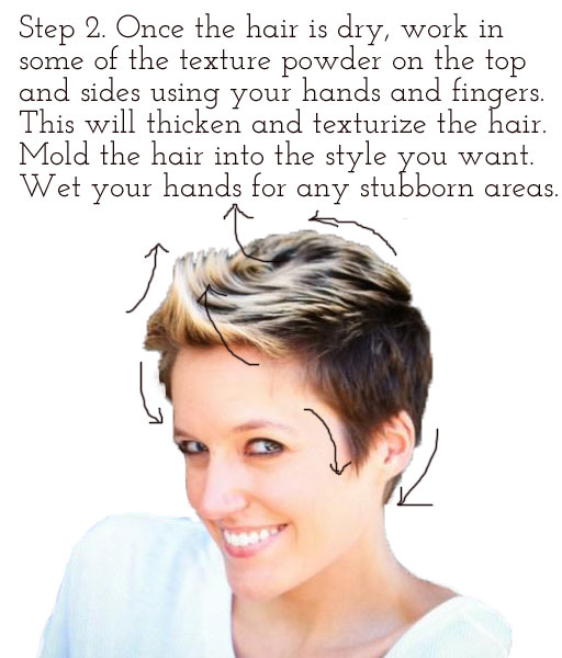 Styling short hair (using hair texture powder) via lilblueboo.com