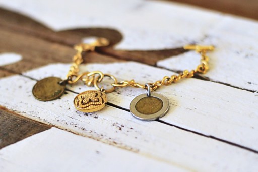 How to Make a Coin Charm Bracelet via lilblueboo.com