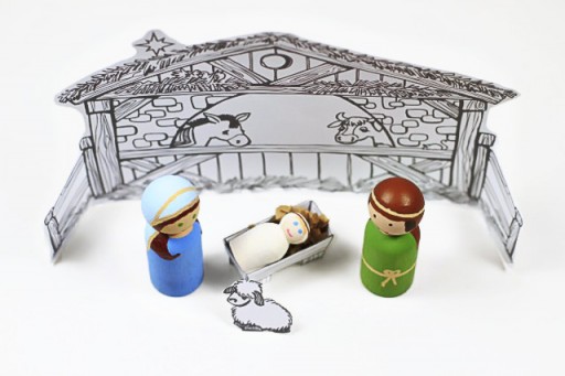 Paint Nativity Peg Dolls with Download via lilblueboo.com