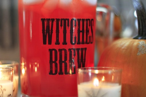 DIY Halloween Party Decor Ideas - Glass Labels via lilblueboo.com