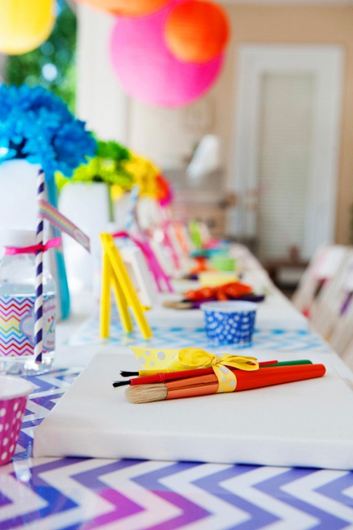 chevron rainbow arts and craft party by Ellen Bessette via lilblueboo.com