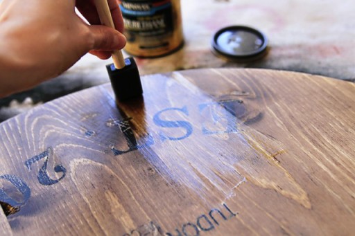 Varnishing the Wine Barrel inspired Tray via lilblueboo.com